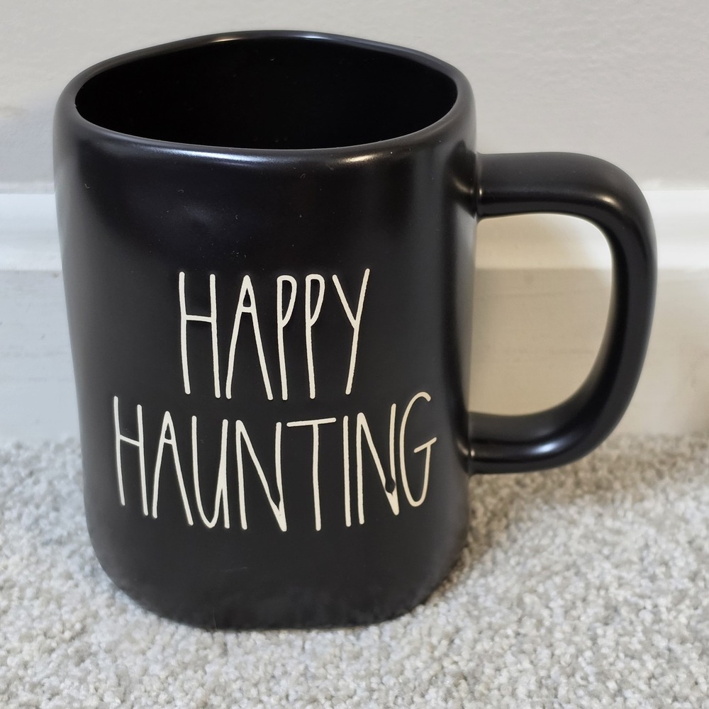 Rae Dunn Halloween 2 Sided Mug HAPPY HAUNTING Black NEW‎ 2021